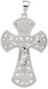 925 Sterling Silver Polished Leaf Large Inri Crucifix Pendant