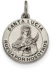925 Sterling Silver Satin Antiqued Spanish St. Lucy Medal Pendant