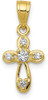 10k Yellow Gold Small Cubic Zirconia Cross Pendant 10C1108