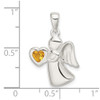 925 Sterling Silver Angel with Yellow Cubic Zirconia Heart Pendant
