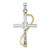 Rhodium-Plated Sterling Silver Gold-Tone with Cubic Zirconia Cross Pendant