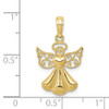 10k Yellow Gold Polished and Textured Guardian Angel w/Heart Pendant