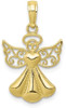 10k Yellow Gold Polished and Textured Guardian Angel w/Heart Pendant