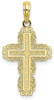 10k Yellow Gold Textured with Lace Trim Cross Pendant