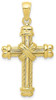 10k Yellow Gold Polished and Textured Cross Pendant