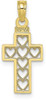 10k Yellow Gold Cut-Out Heart Design Cross Pendant