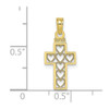10k Yellow Gold Cut-Out Heart Design Cross Pendant