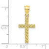 10k Yellow Gold Beaded And Polished Cross Pendant