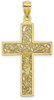 10k Yellow Gold Textured Swirl Design Crucifix Pendant