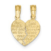 10k Yellow Gold Reversible Break-Apart Mizpah Heart Pendant