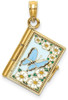 14k Yellow Gold 3-D with Enamel Ecclesiastes Book with Moveable Pages Pendant