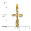 14k Yellow Gold 3-D Engraved and Polished Twisted Cross Pendant