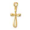 14k Yellow Gold 3-D Engraved and Polished Twisted Cross Pendant