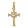 14k Yellow Gold Polished and Engraved Cross and Dove Pendant