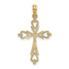 14k Yellow Gold Cross Cut-Out with Heart Ends Pendant