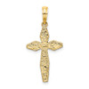 14k Yellow Gold Polished and Textured Cross Pendant