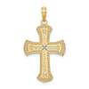 14k Yellow Gold Textured And Cut-Out Cross Pendant