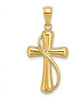 14k Yellow Gold Cross With Drape Pendant