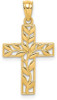 14k Yellow Gold Leaf Cross Pendant