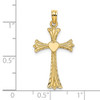 14k Yellow Gold Polished and Engraved Cross with Heart Pendant