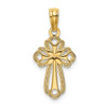 14k Yellow Gold Cut-Out Polished and Textured Cross Pendant