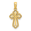 14k Yellow Gold Cut-Out Polished and Textured Cross Pendant