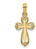 14k Yellow Gold Polished and Cut-Out Engraved Cross Pendant