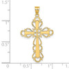 14k Yellow Gold Polished Lace Trim Cross Pendant