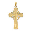 14k Yellow Gold Polished with Beaded Edge and Grid Accent Cross Pendant