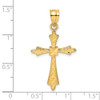 14k Yellow Gold Diamond-Cut Cross with Fancy Edges Pendant