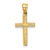 14k Yellow Gold Polished and Engraved Cross with Heart Center Pendant