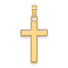 14k Yellow Gold Polished and Block Style Beaded Edge Cross Pendant