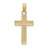 14k Yellow Gold Polished and Block Style Beaded Edge Cross Pendant
