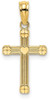 14k Yellow Gold Textured with Center Heart Small Cross Pendant