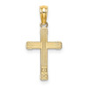 14k Yellow Gold Textured with Center Heart Small Cross Pendant