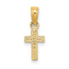 14k Yellow Gold Polished and Engraved Mini Cross Pendant