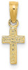 14k Yellow Gold Polished and Engraved Mini Cross Pendant