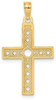 14k Yellow Gold Diamond-cut and XO Pattern Cross Pendant
