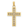 14k Yellow Gold Filigree Beaded Outline Cross Pendant