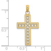 14k Yellow Gold Filigree Beaded Outline Cross Pendant