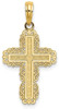 14k Yellow Gold Textured with Lace Trim Cross Pendant