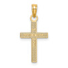 14k Yellow Gold Textured Center Block Cross Pendant