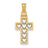 14k Yellow Gold Cut-Out Heart Design Cross Pendant