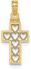 14k Yellow Gold Cut-Out Heart Design Cross Pendant