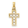 14k Yellow Gold Cut-Out Heart Design Cross Pendant