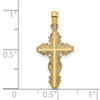 14k Yellow Gold Stick Cross with Lace Trim Pendant