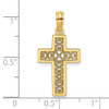 14k Yellow Gold Textured Lace Center Cross Pendant