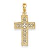 14k Yellow Gold Textured Lace Center Cross Pendant