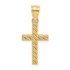 14k Yellow Gold Beaded And Polished Cross Pendant