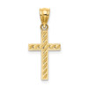 14k Yellow Gold Beaded And Polished Cross Pendant